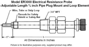 ER3000 310x165 ER3000  Electrical Resistance Probe with Adjustable Length 3/4 NPT Pipe Plug Mount and Cylindrical Element
